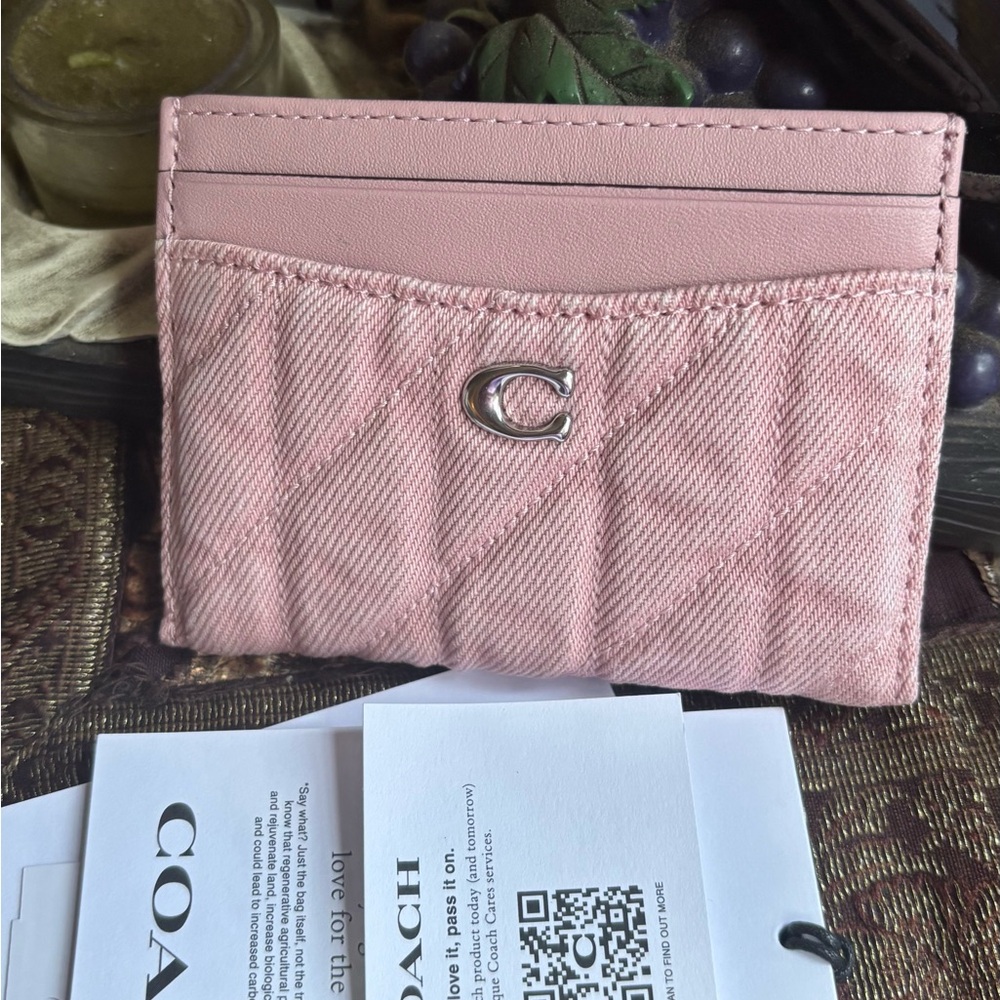SOLD⛔️Authentic Coach 1941 Pink Quilted Nappa Leather/Denim Card Case